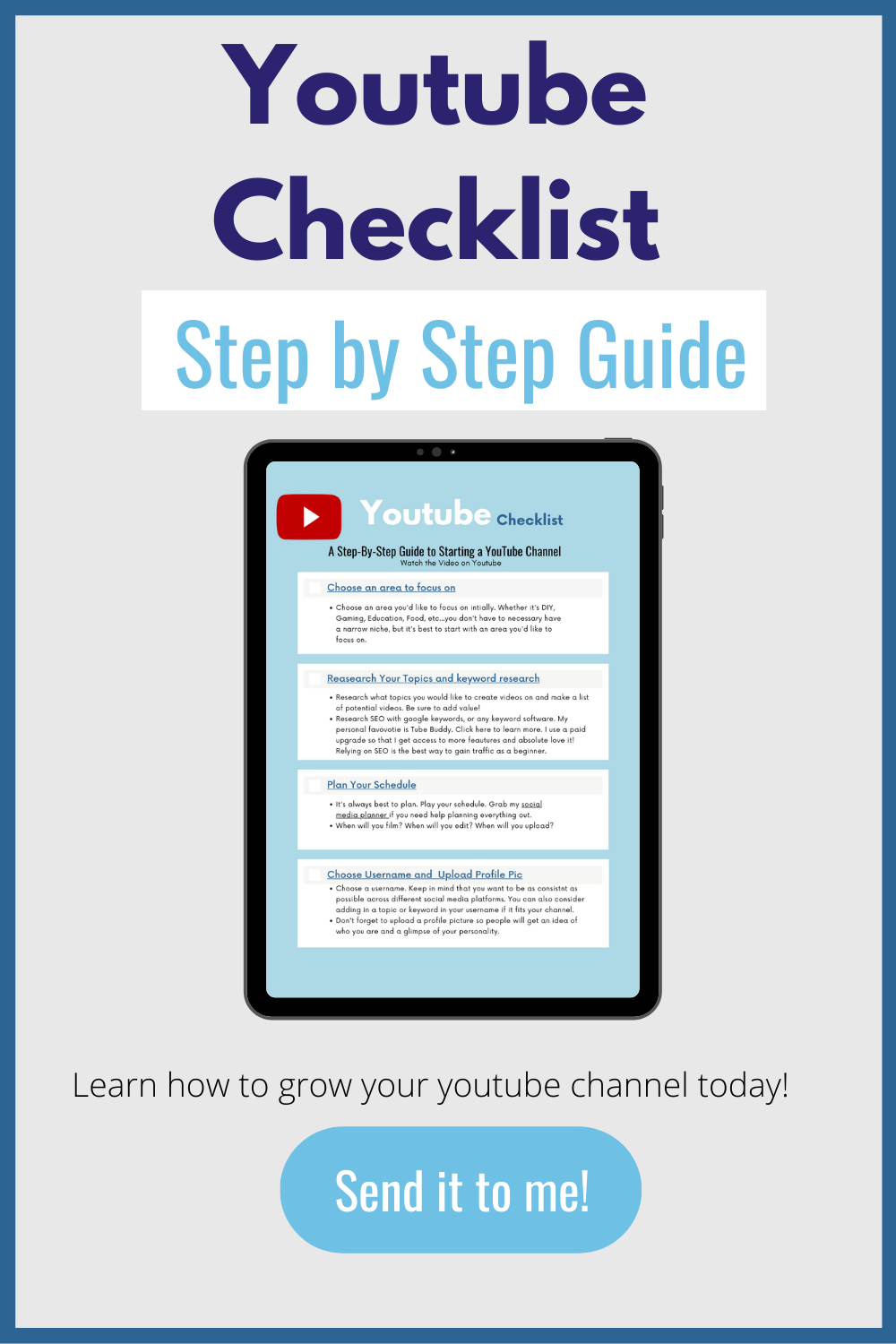 start a youtube channel checklist